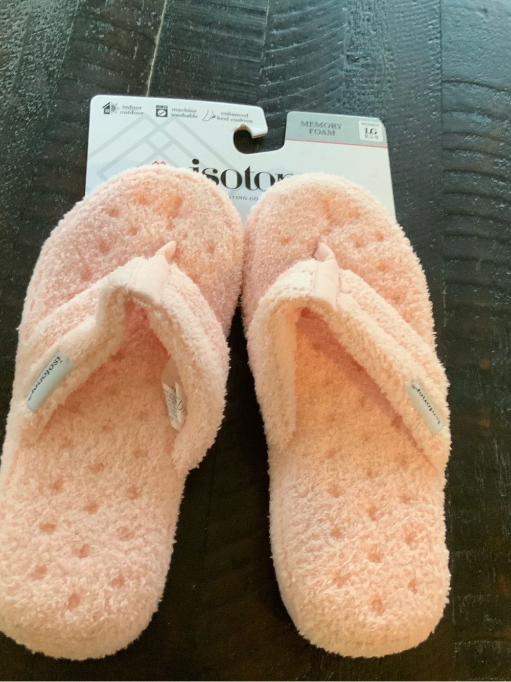 Plush Peach Fuzzy Flip Flop Slippers size large sku 3235